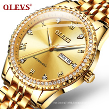 OLEVS 6604 Business Men's Automatic Mechanical Watch Waterproof Men's Watch Inlaid Rhinestone Luminous Pointer Automatic Date
